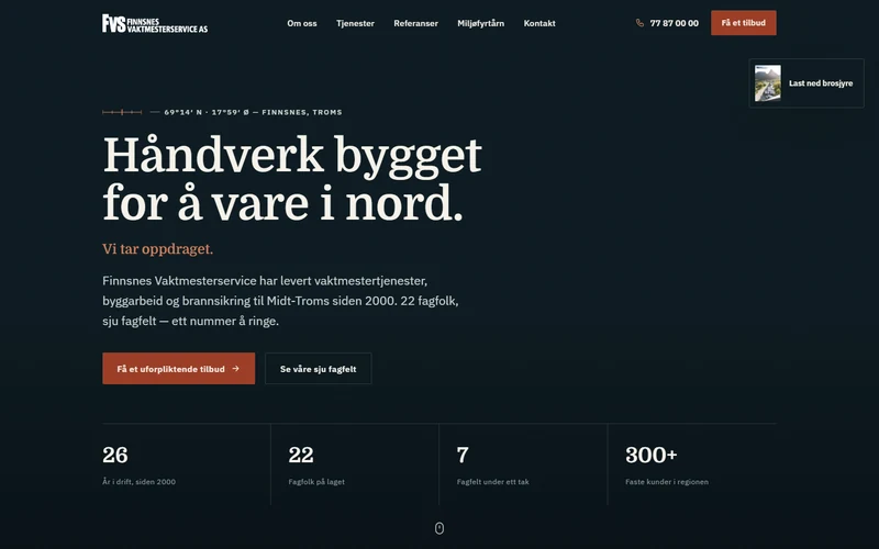 Skjermbilde av forsiden til fvs.as